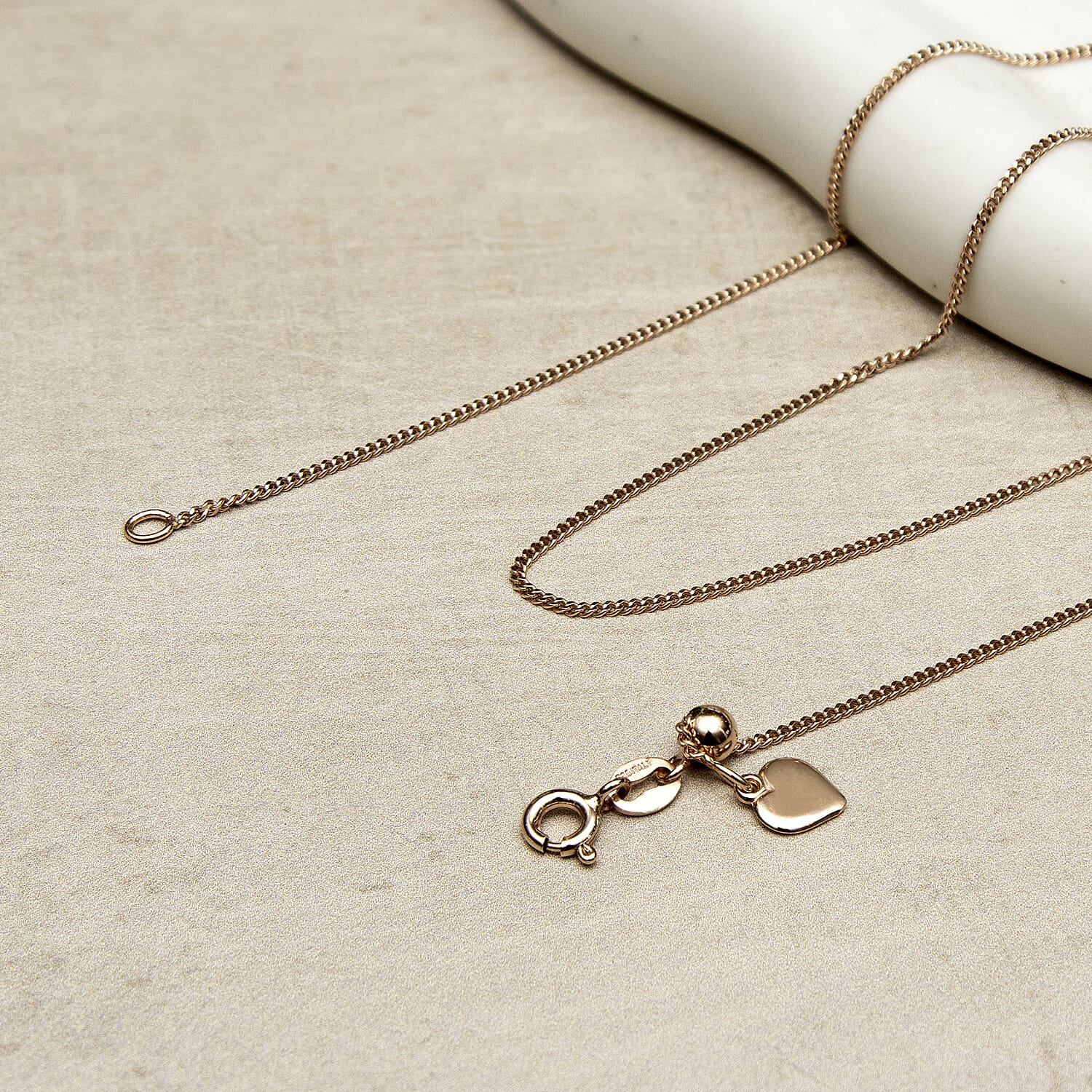 Sterling Silver Rose Gold Plated Adjustable Heart Slider 35 PG Curb Chain 18 Inch 7620557 4
