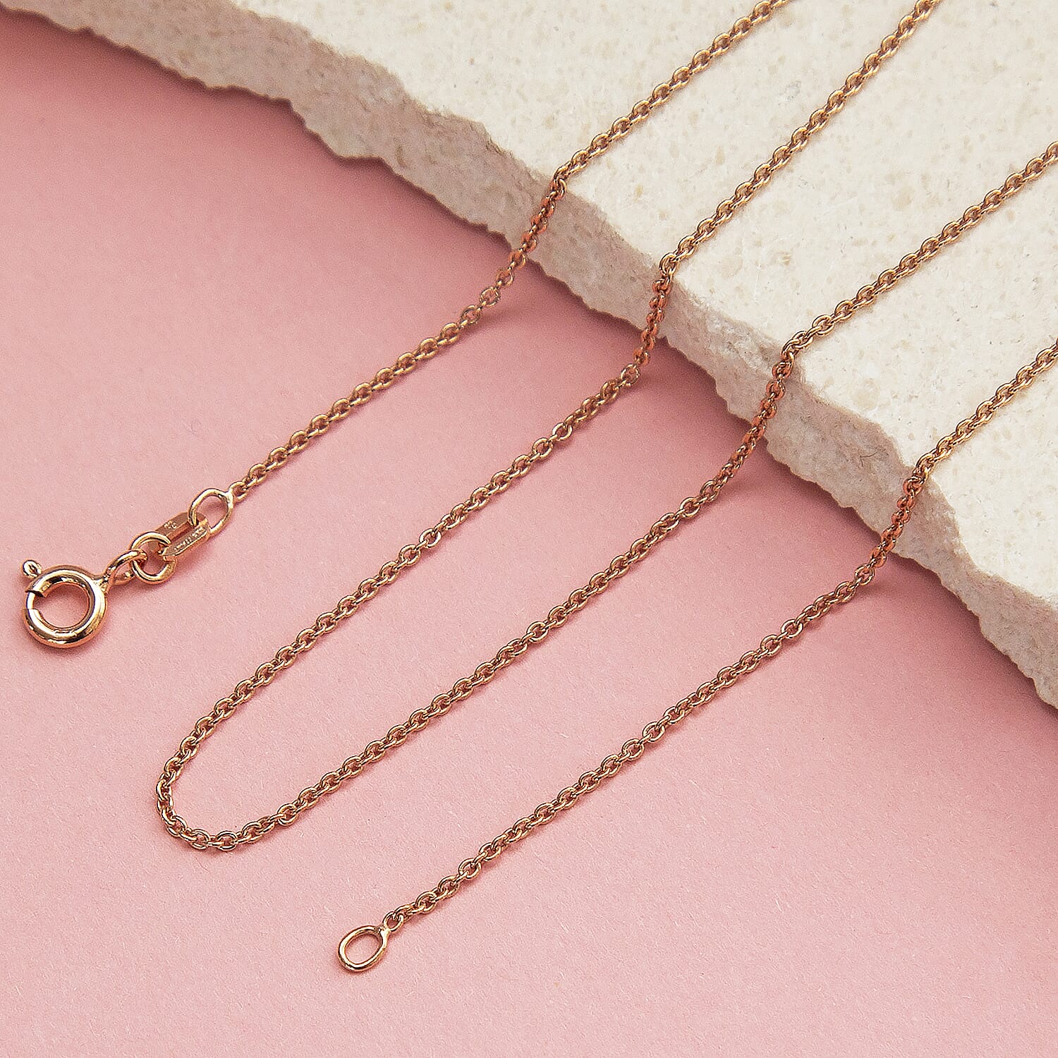 Sterling Silver Rose Gold Plated Belcher Chain 16 Inch 7611701 4