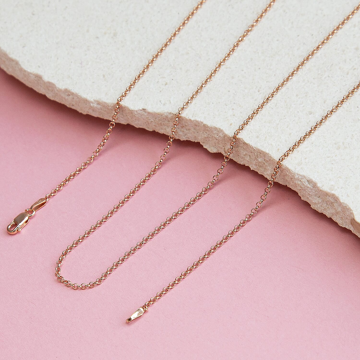 Sterling Silver Rose Gold Plated Belcher Chain 18 Inch 7611421 5