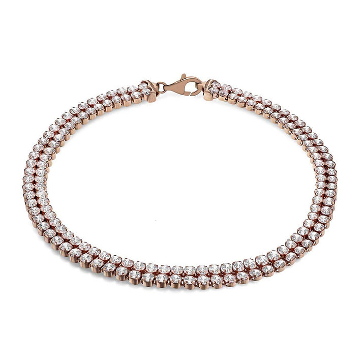 Sterling Silver Rose Gold Plated Double Row CZ Tennis Bracelet 7.5 Inch 8928891 1
