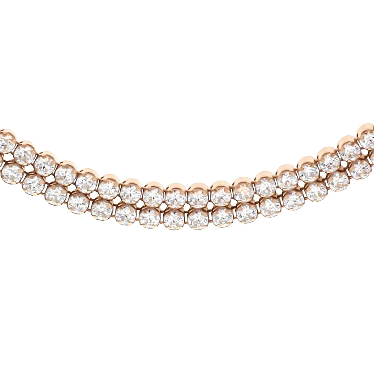 Sterling Silver Rose Gold Plated Double Row CZ Tennis Necklace 16.5 Inch 8928828 0