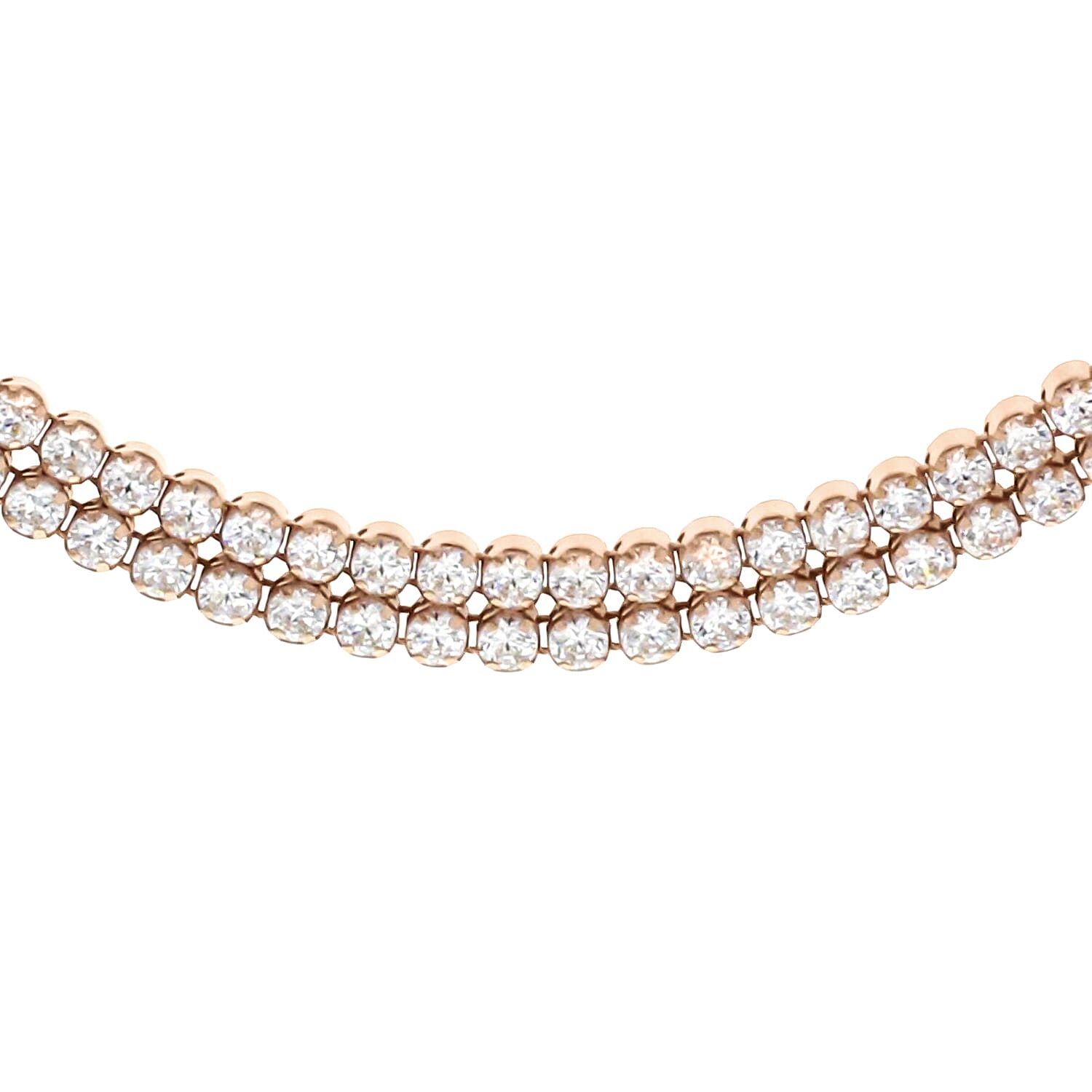 Sterling Silver Rose Gold Plated Double Row CZ Tennis Necklace 16.5 Inch 8928828 0