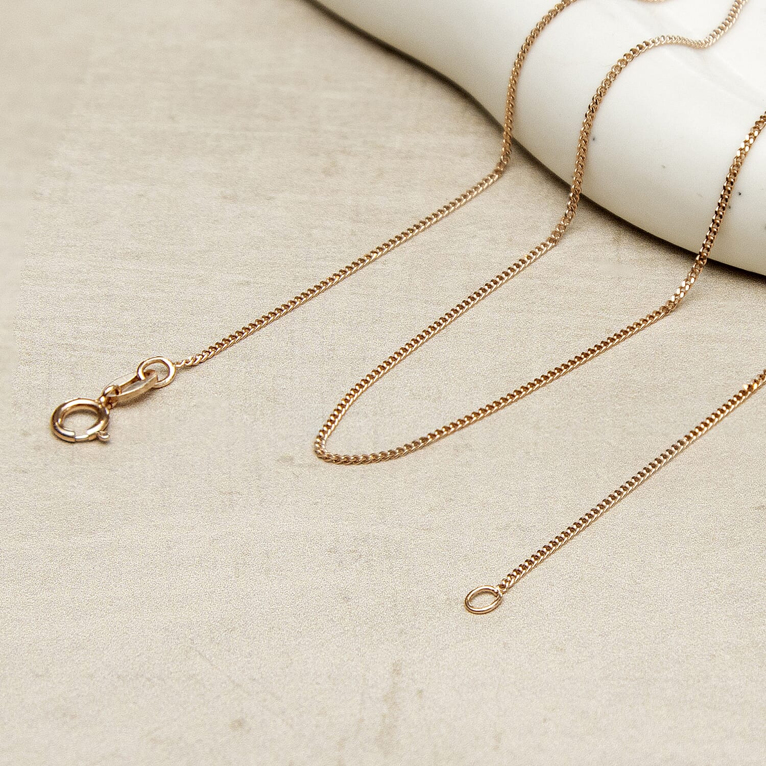 Sterling Silver Rose Gold Plated Panza Curb Chain 16 Inch 7620818 4