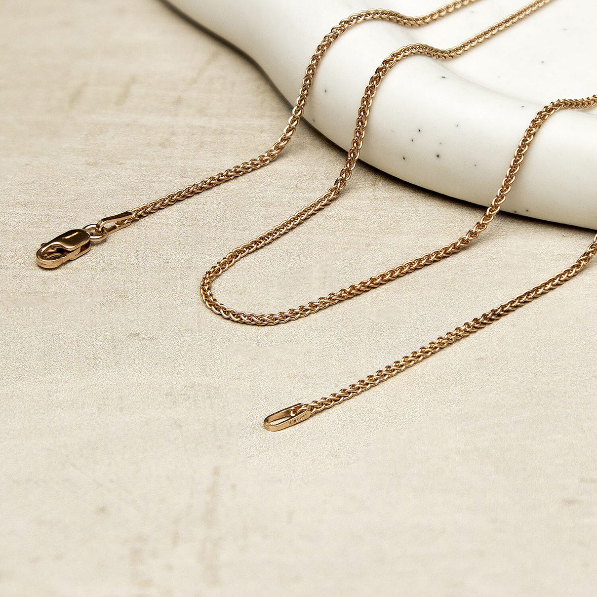 Sterling Silver Rose Gold Plated Spiga Chain 18 Inch 7619189 5