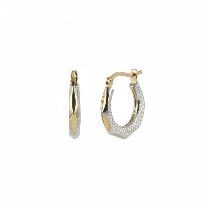 Sterling Silver Round Creole Earring with Clasp in Two Tone Plated 8376250 1