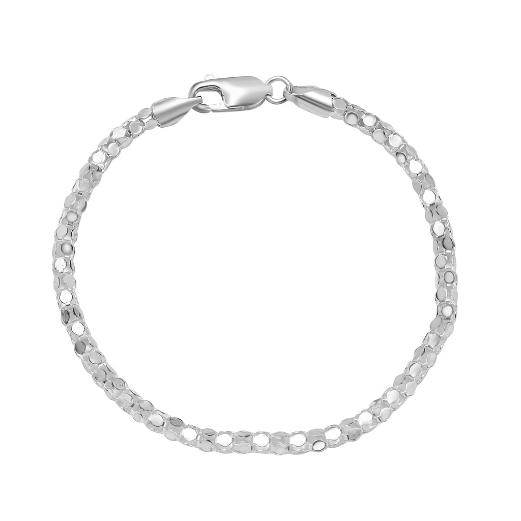 Sterling Silver Round Mirror Bracelet (Size - 7.5)