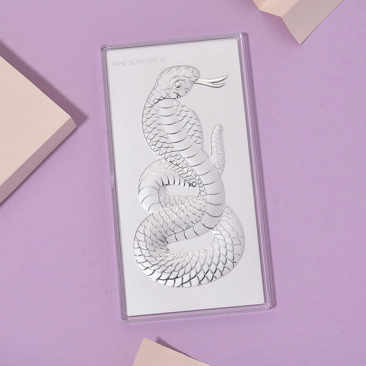 White Silver (99.9% Purity) Embossed Snake Collectable V32516874 2