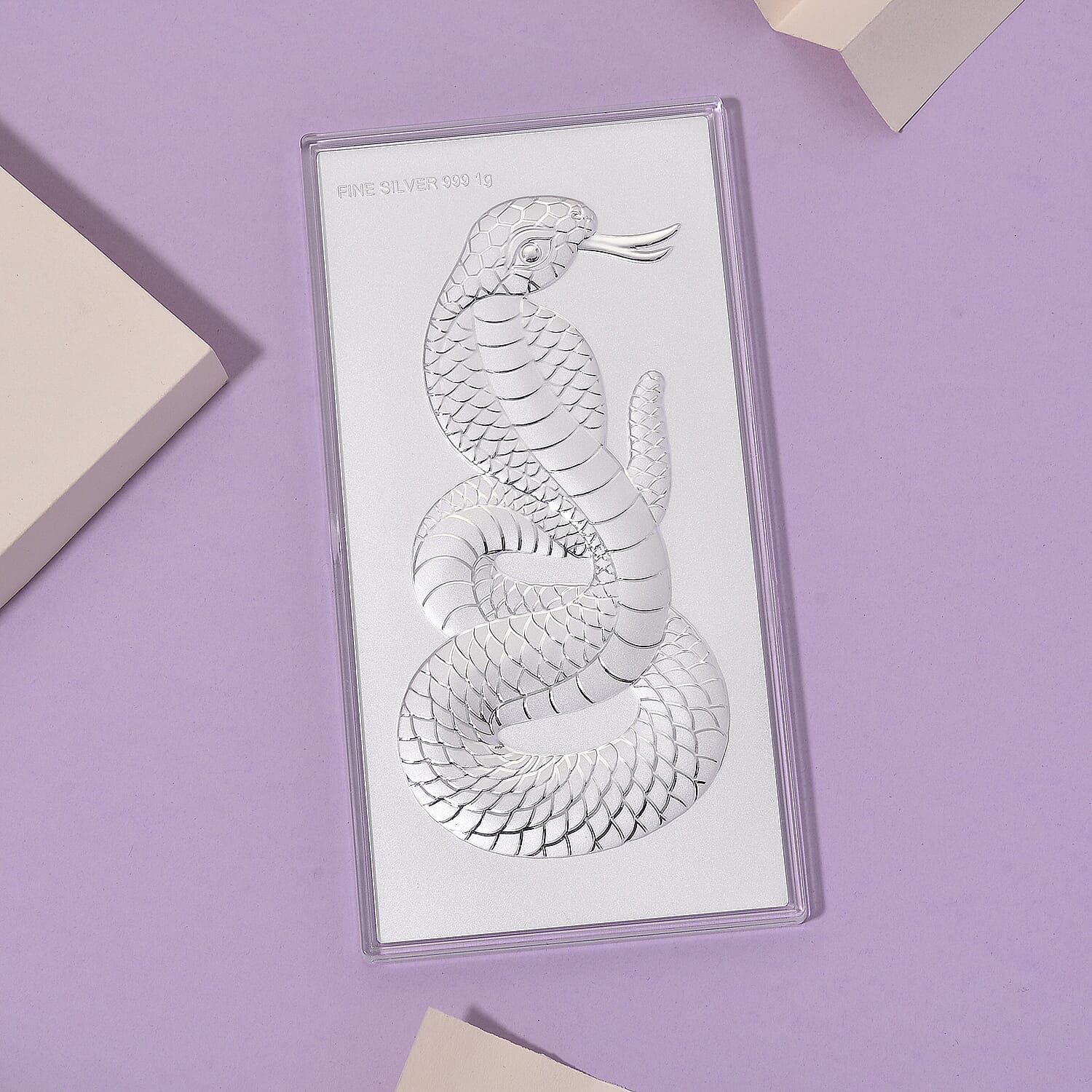 White Silver (99.9% Purity) Embossed Snake Collectable V32516874 2