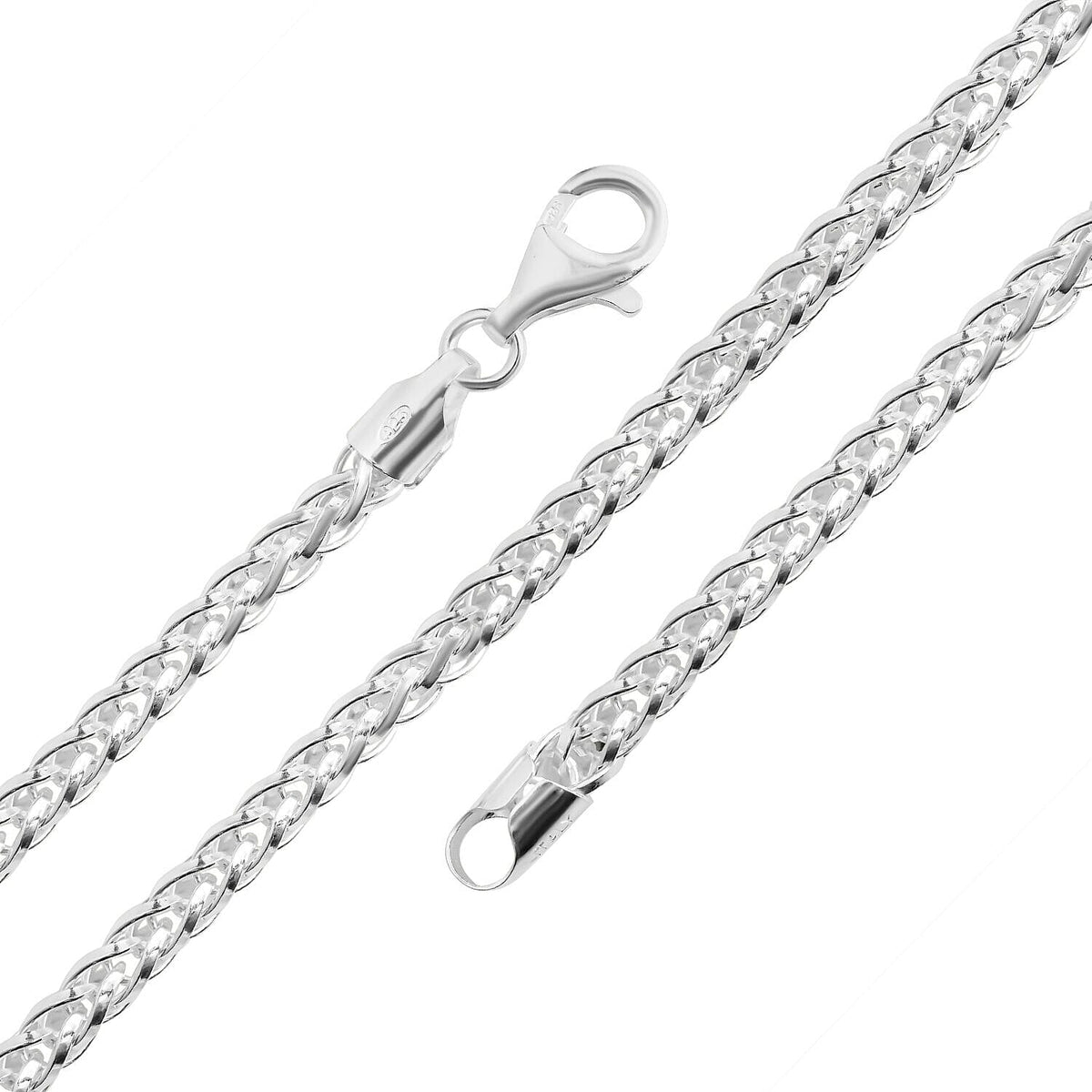 One Time Deal - Rhodium Overlay Sterling Silver Spiga Chain (Size - 30), Silver Wt. 43.6 Gms 7272327 1