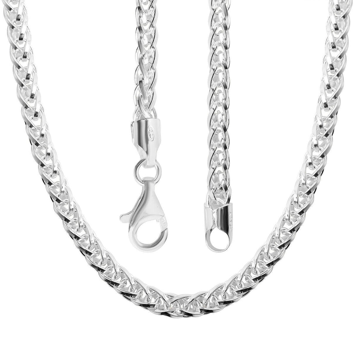 One Time Deal - Rhodium Overlay Sterling Silver Spiga Chain (Size - 30), Silver Wt. 43.6 Gms 7272327 3