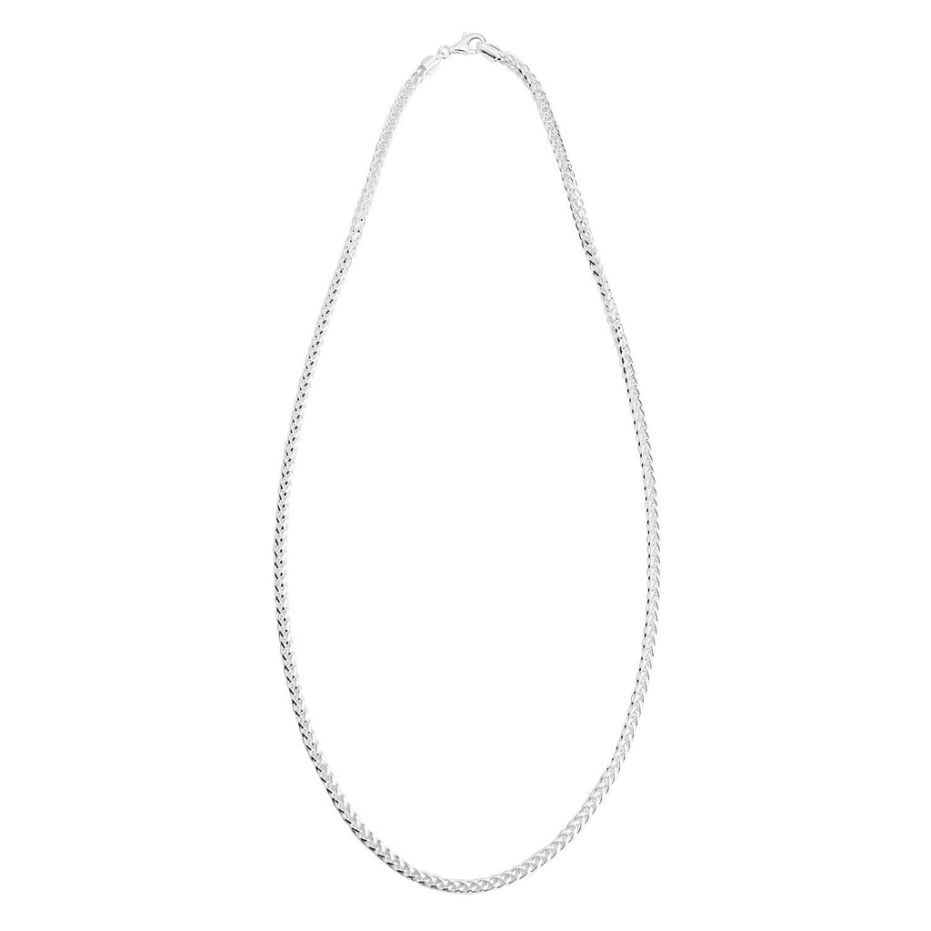 One Time Deal - Rhodium Overlay Sterling Silver Spiga Chain (Size - 30), Silver Wt. 43.6 Gms