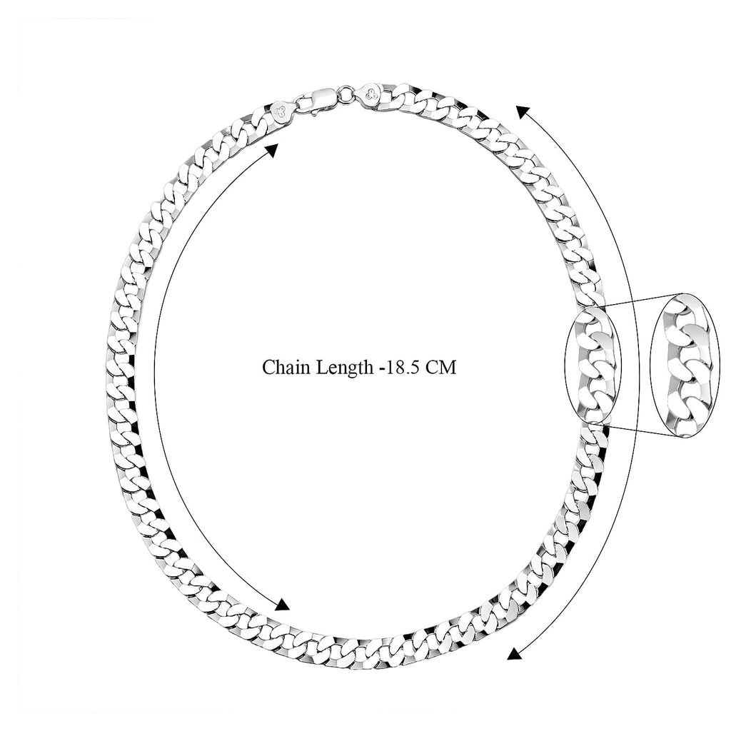 Sterling Silver Flat Square Link-Curb Necklace (Size - 20) with Lobster Clasp, Silver Wt. 46 Gms