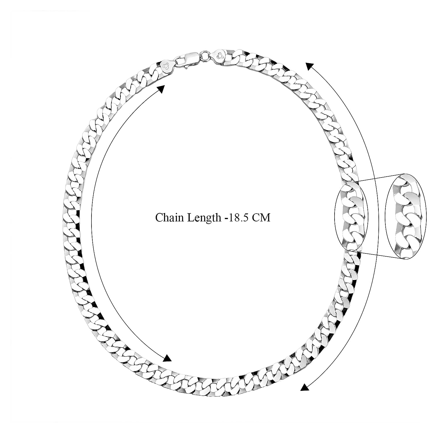 Sterling Silver Flat Square Link-Curb Necklace (Size - 20) with Lobster Clasp, Silver Wt. 46 Gms 7347371 5