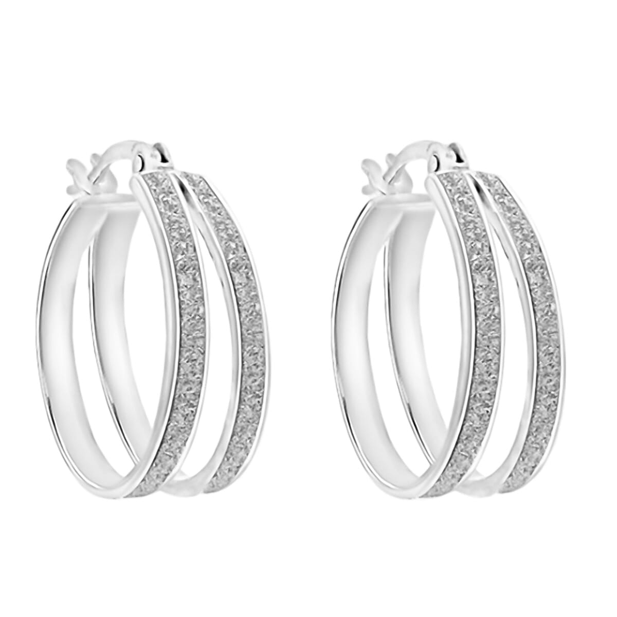 Vicenza CloseOut- Sterling Silver Stardust Double Earrings With Clasp 7710805 0
