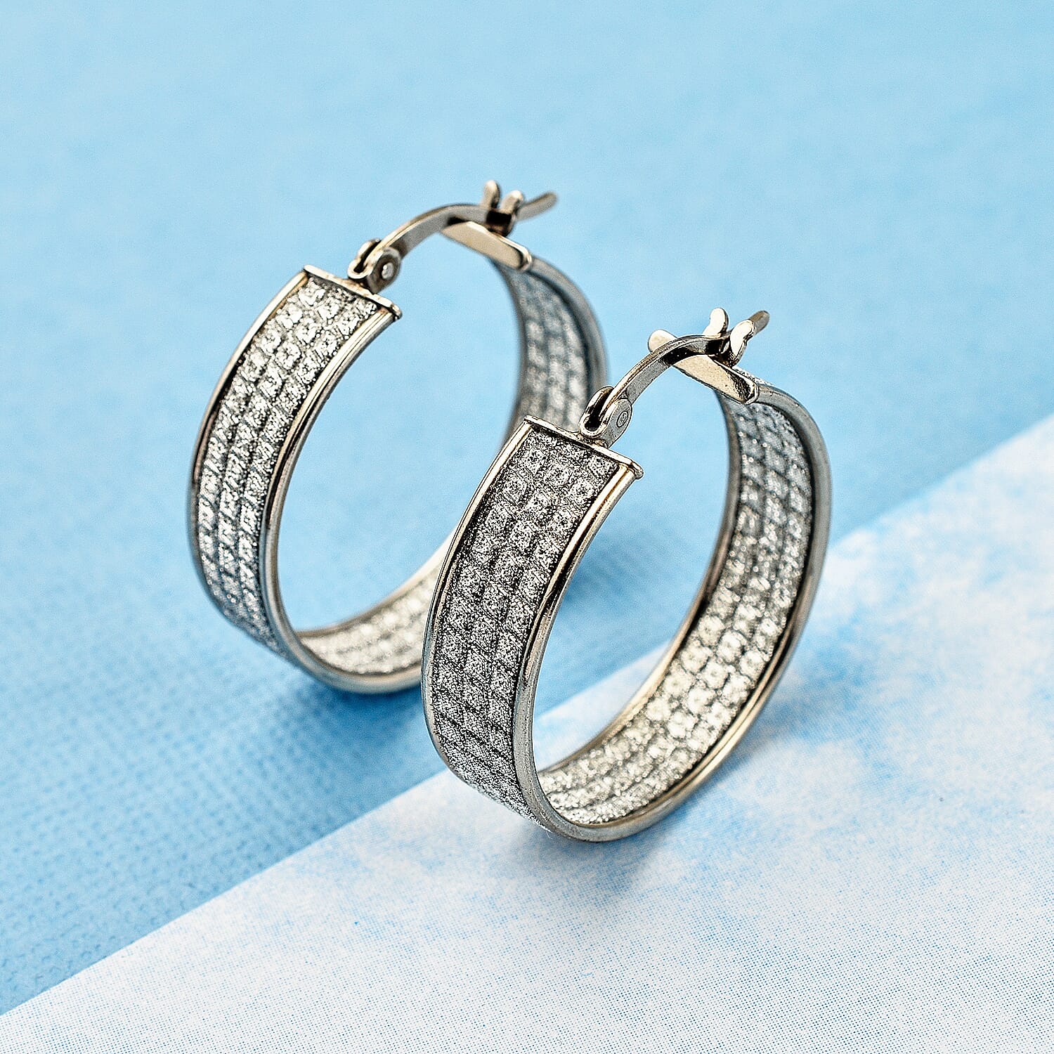 Vicenza Closeout - Sterling Silver Stardust Hoop Earrings 7725112 1