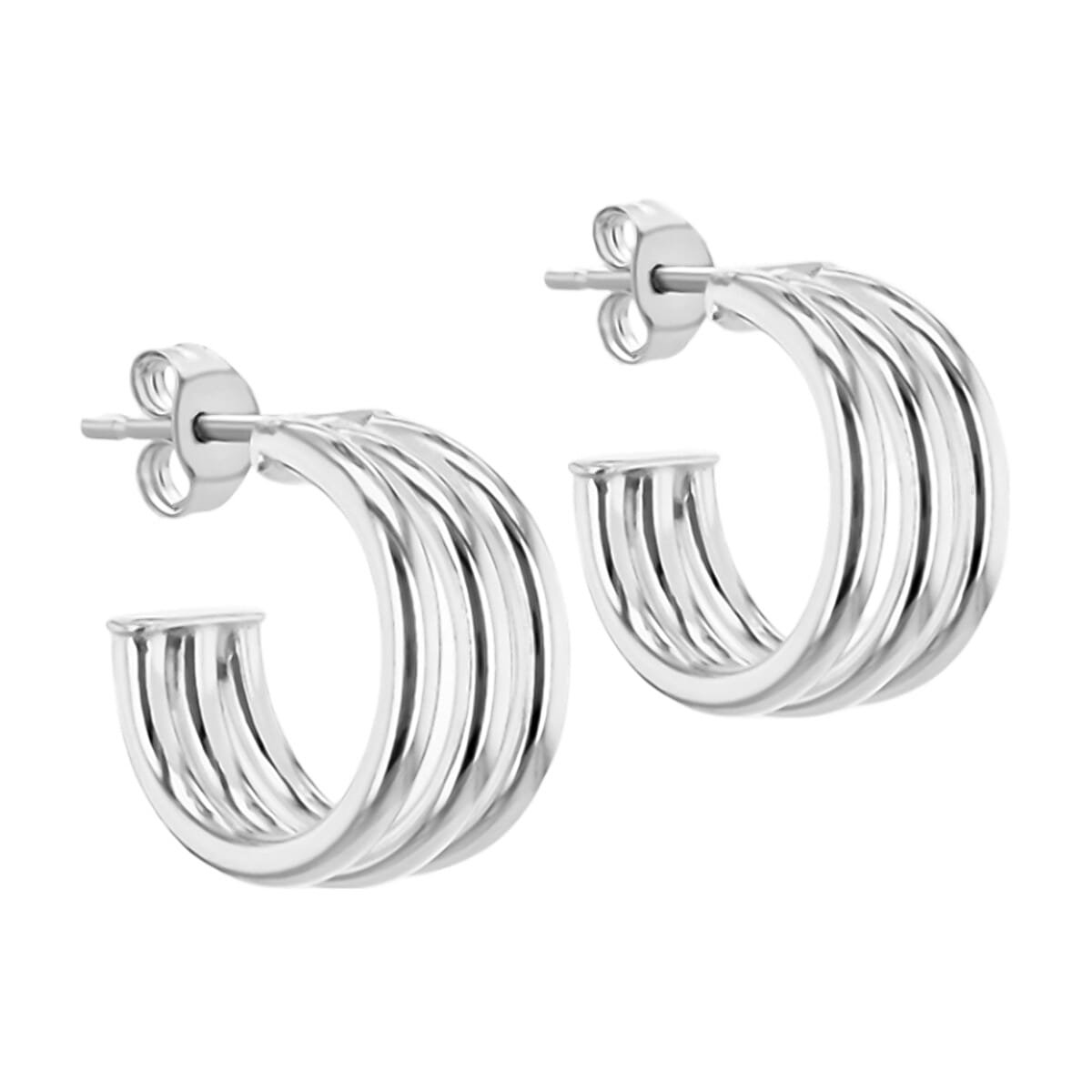 Sterling Silver Triple Half Hoop Stud Earrings 7710806 0