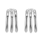 Sterling Silver Triple Half Hoop Stud Earrings