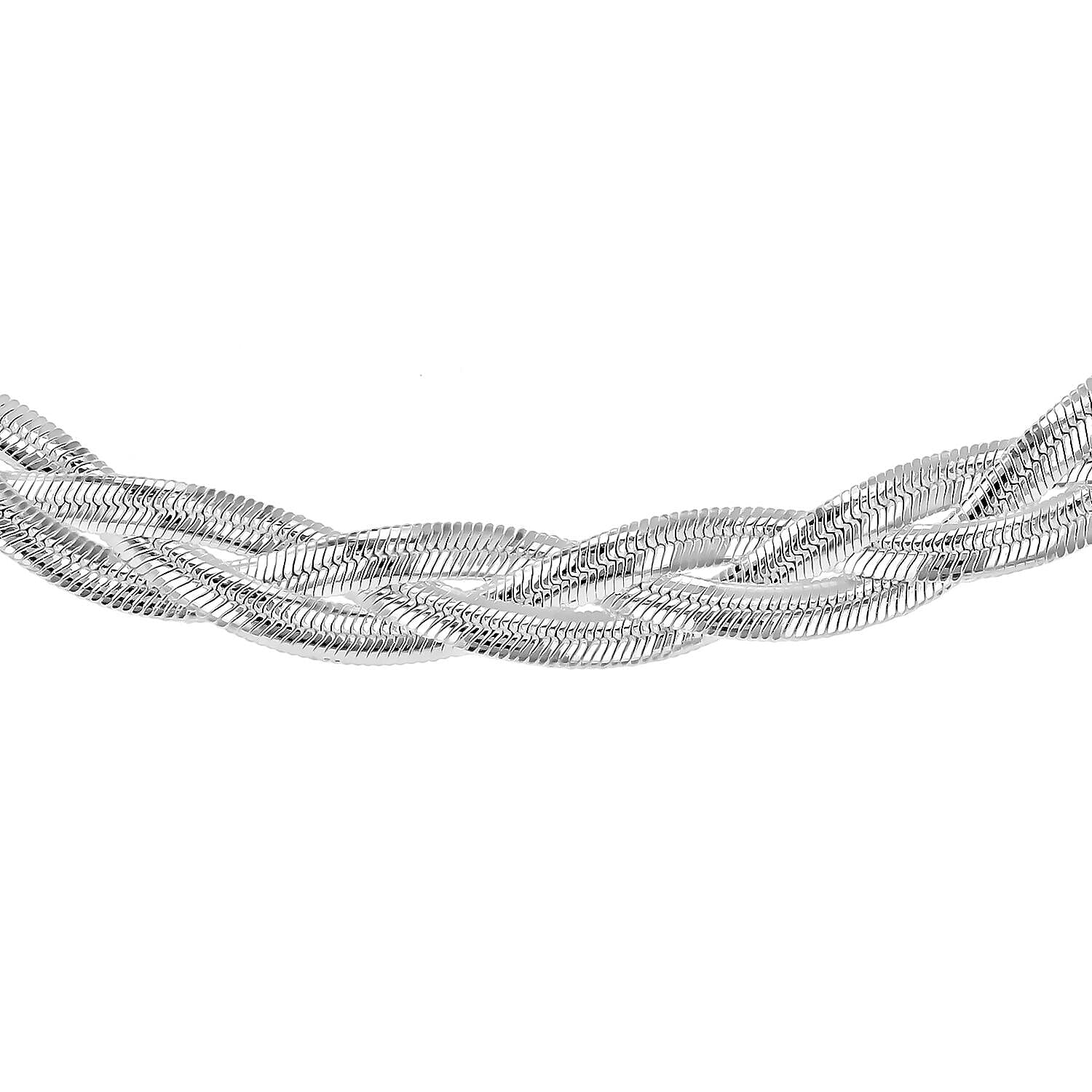 Sterling Silver Twined Flexible Herringbone Necklace 17 Inch 7316338 0