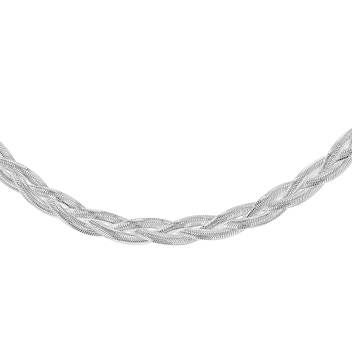 Sterling Silver Twined Flexible Herringbone Necklace 17 Inch 7316338 1