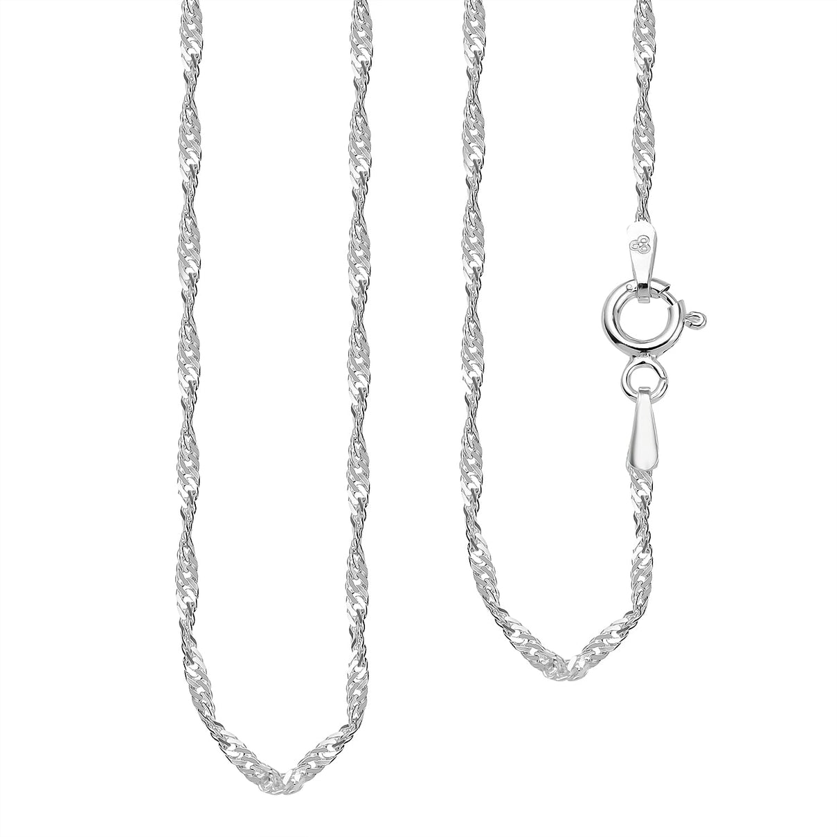 Sterling Silver Twisted Curb Chain With Spring Ring Clasp (Size - 20) 7072637 0
