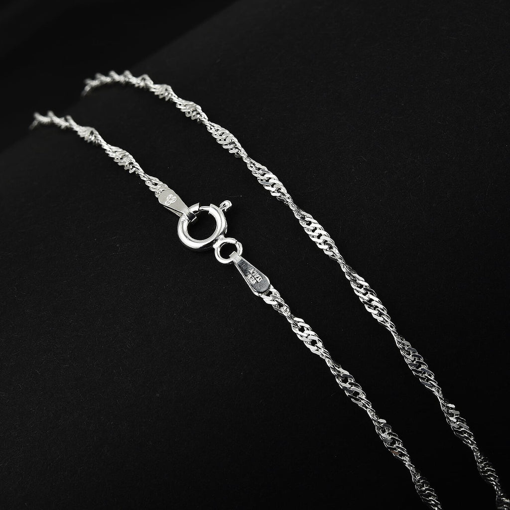 Sterling Silver Twisted Curb Chain With Spring Ring Clasp (Size - 20)