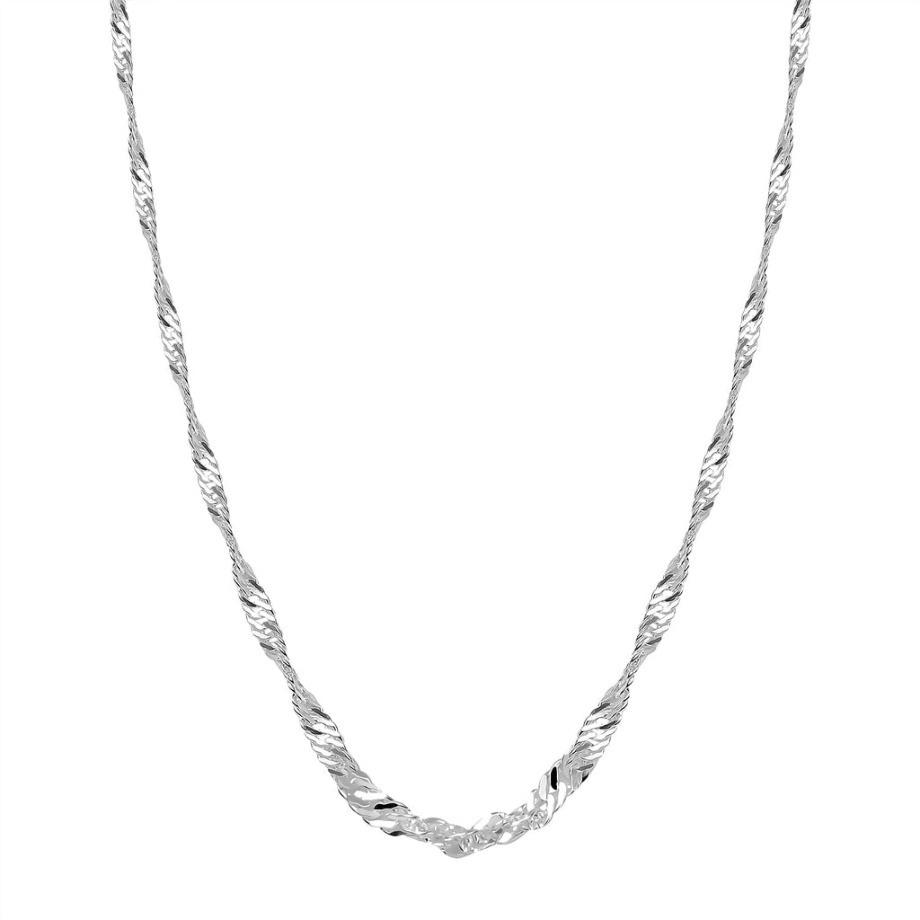 Sterling Silver Twisted Curb Chain With Spring Ring Clasp (Size - 20)