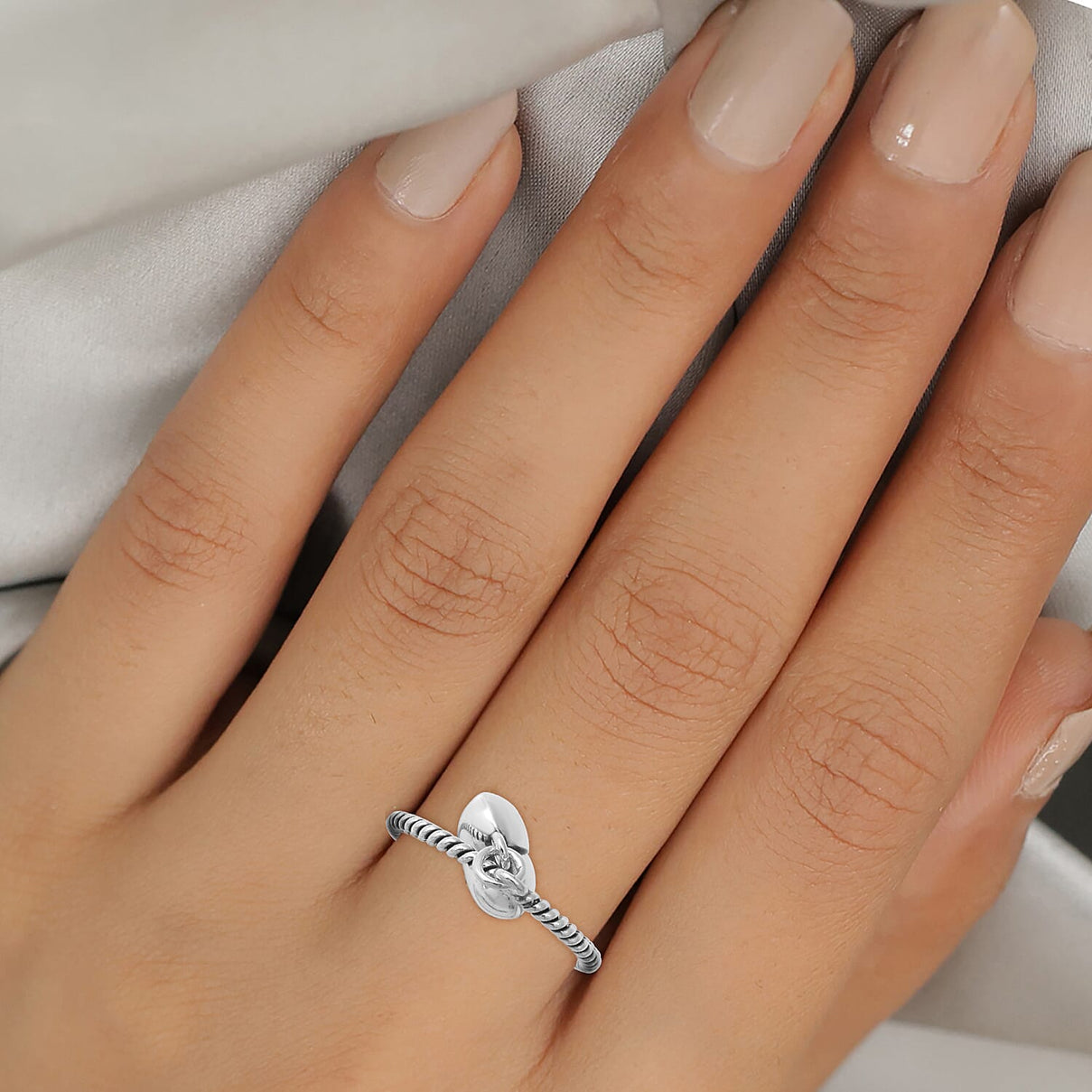 Sterling Silver Twisted Heart Charm Ring 6016130 2