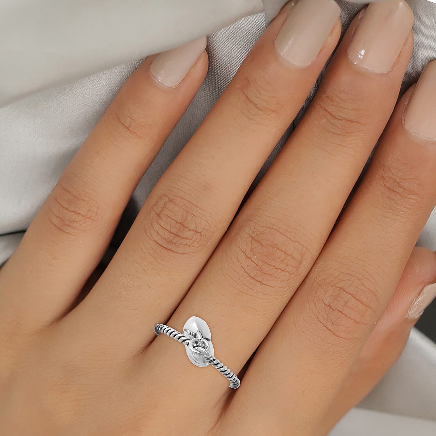 Sterling Silver Twisted Heart Charm Ring 6016130 2