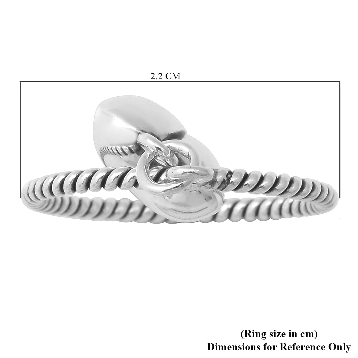 Sterling Silver Twisted Heart Charm Ring 6016130 3