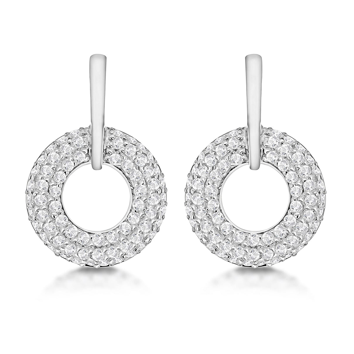 Sterling Silver White CZ 15mm x 22.3mm Circle Drop Earrings 8927597 0