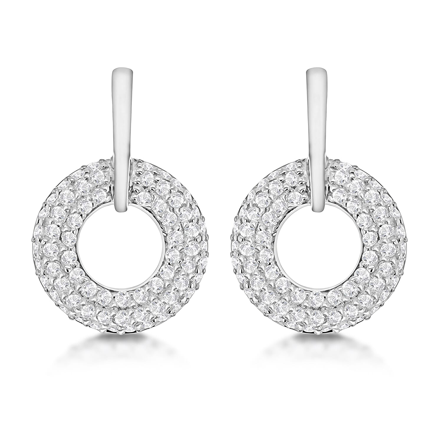 Sterling Silver White CZ 15mm x 22.3mm Circle Drop Earrings 8927597 0