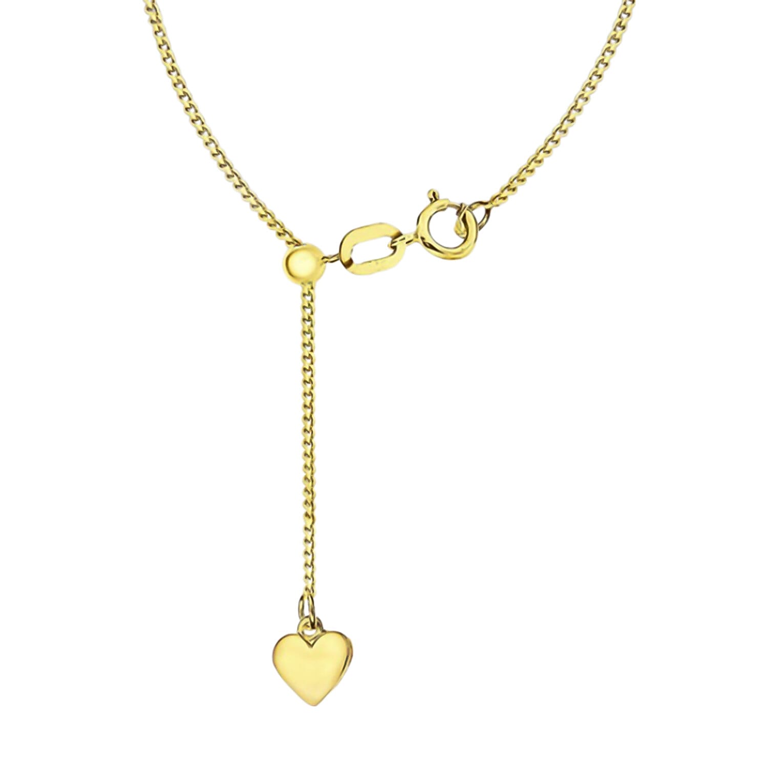 Sterling Silver Yellow Gold Plated 6.5mm x 7mm Heart Slider Adjustable Curb Chain 22 Inch 7620837 0