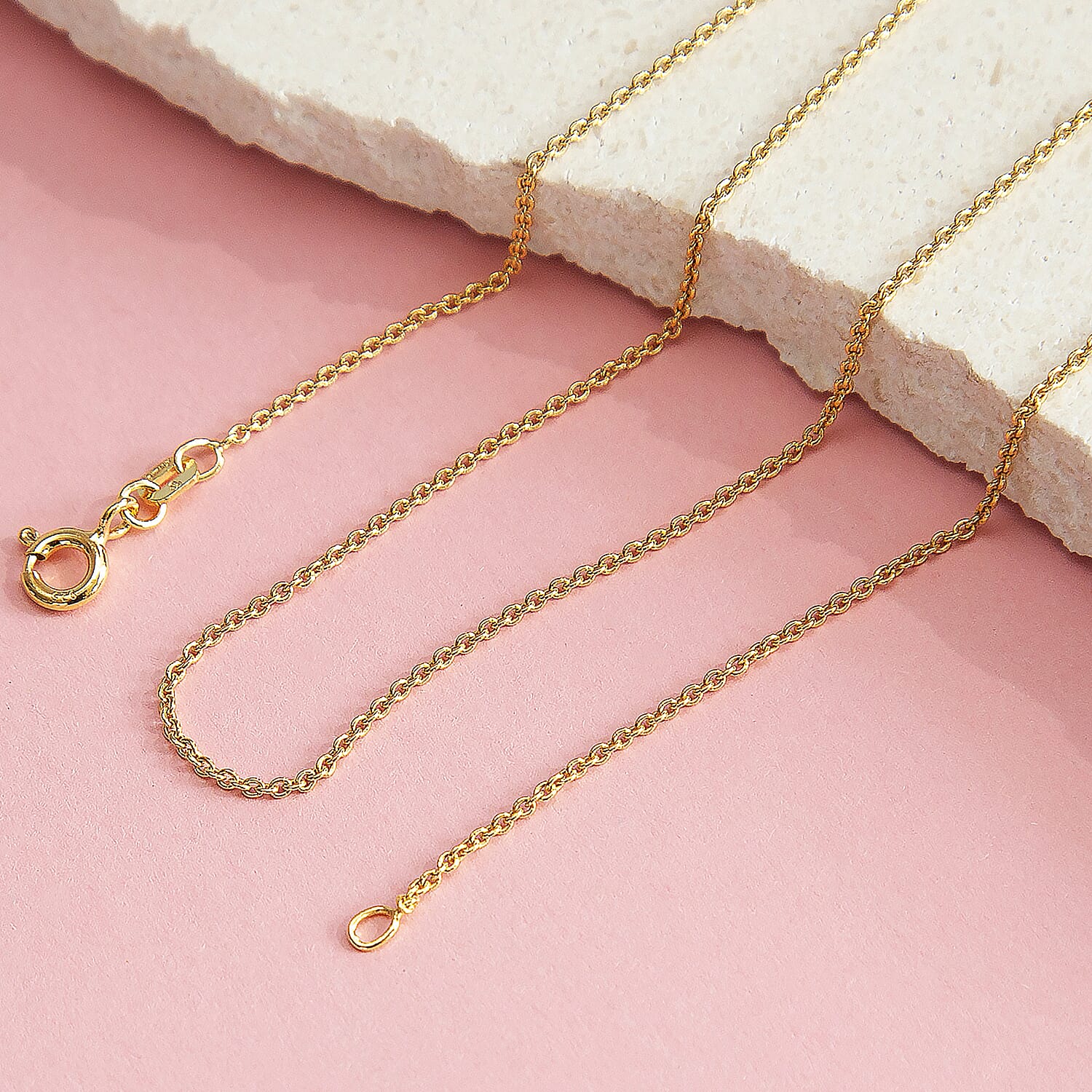 Sterling Silver Yellow Gold Plated Belcher Chain 14 Inch 7611567 4
