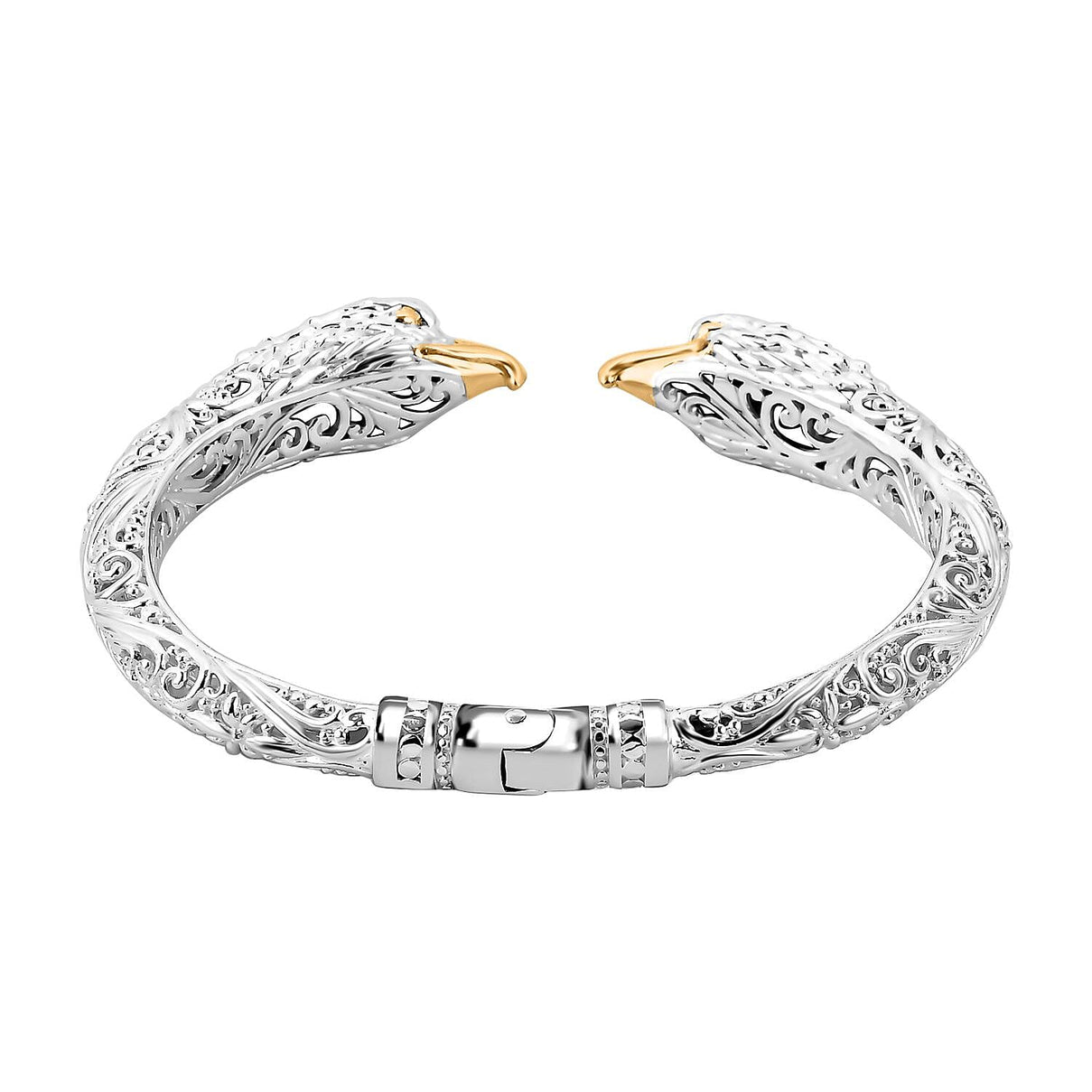 Sterling Silver &amp; Yellow Gold Plated Eagle Cuff Bangle (Size 7.5) 7949960 10