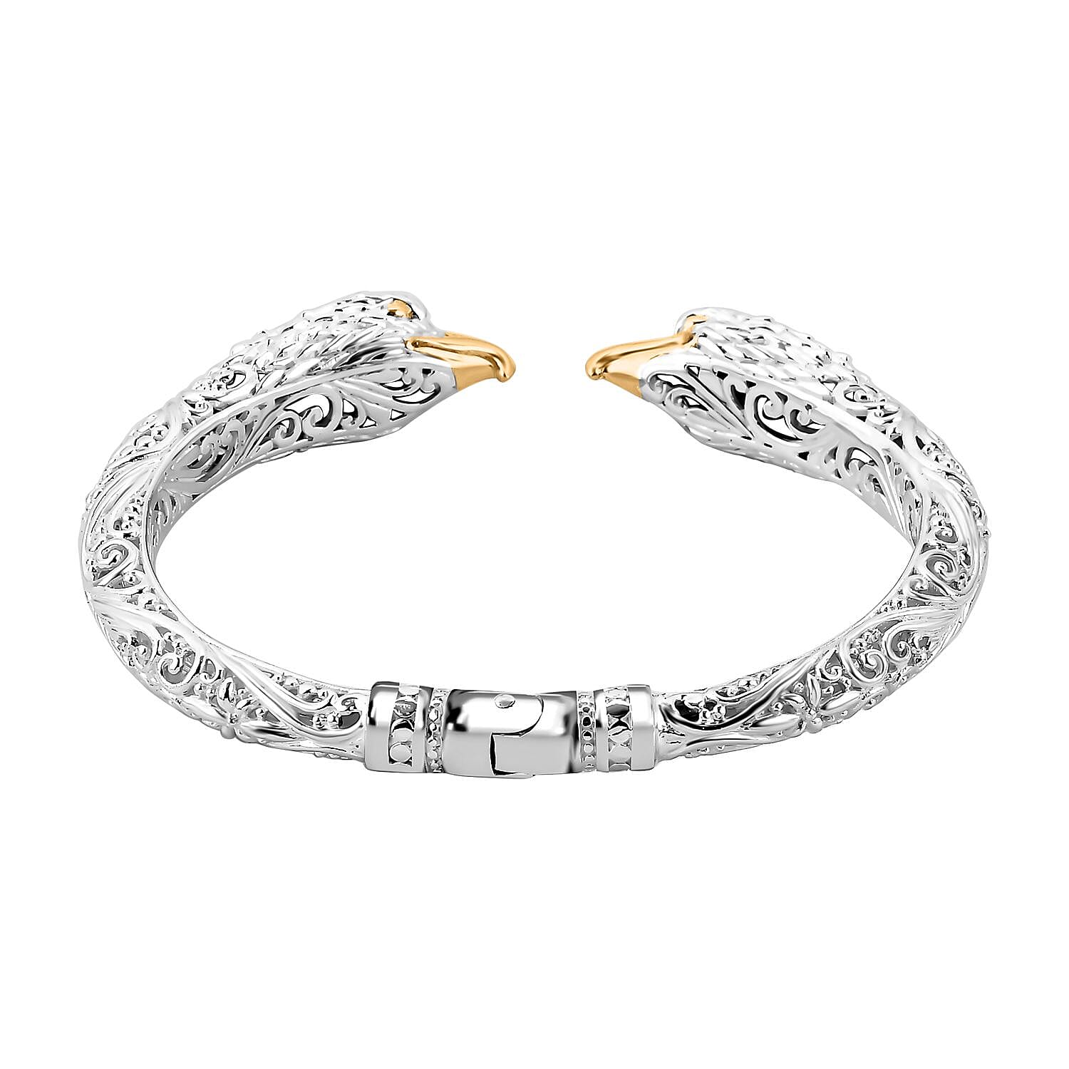 Sterling Silver &amp; Yellow Gold Plated Eagle Cuff Bangle (Size 7.5) 7949960 10