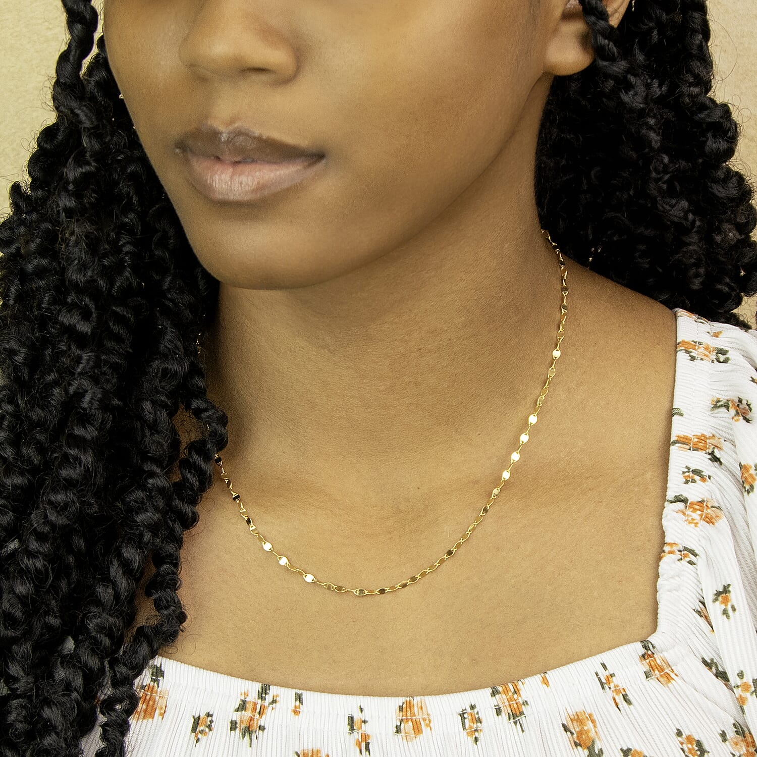 Sterling Silver Yellow Gold Plated Flat Mirror 2.6mm Link Chain 18 Inch 7620568 4