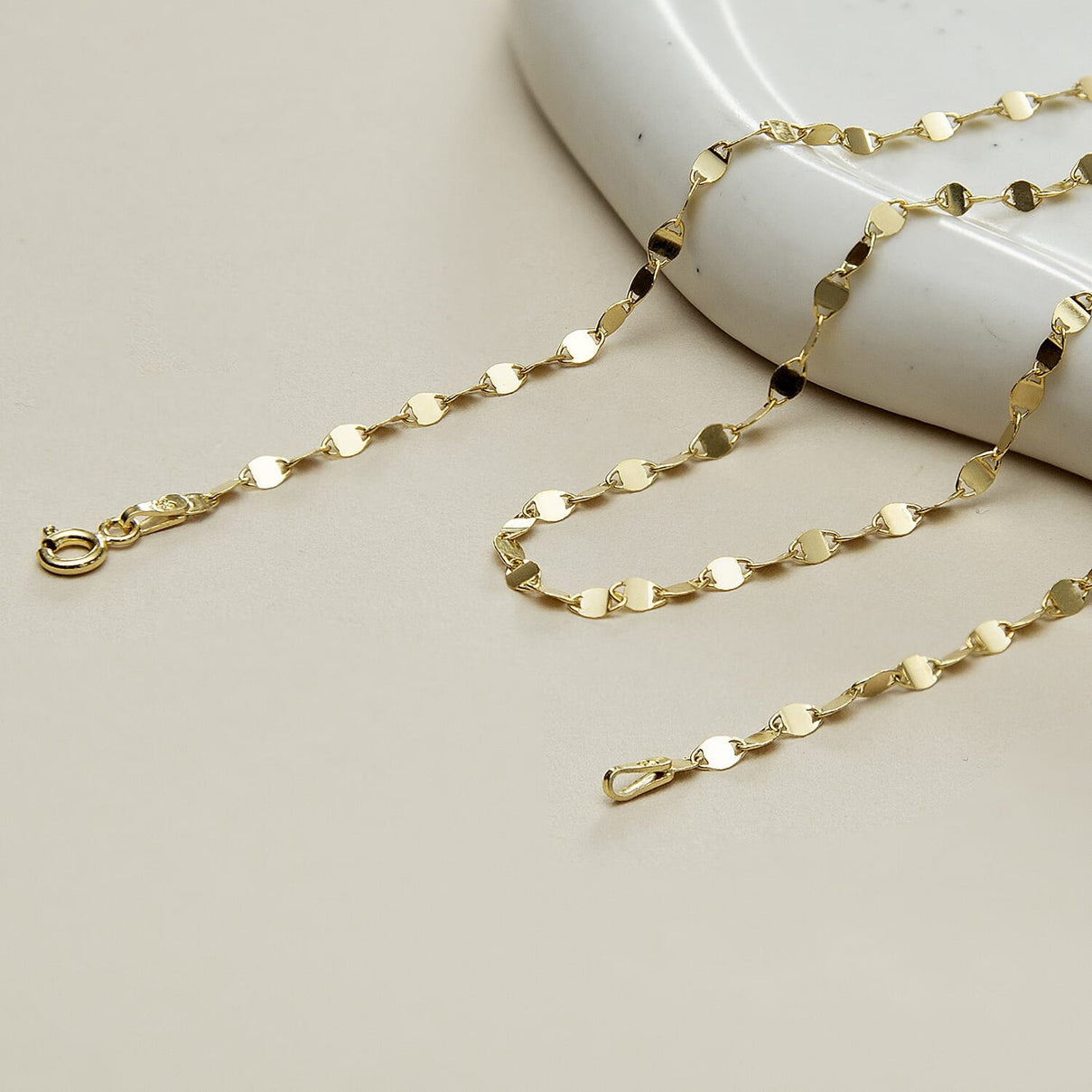 Sterling Silver Yellow Gold Plated Flat Mirror 2.6mm Link Chain 18 Inch 7620568 5