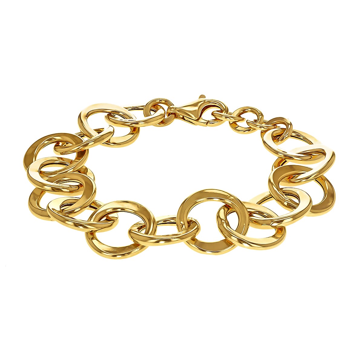Sterling Silver Yellow Gold Plated Rings Link Bracelet 7.5 Inch 8928913 0
