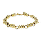 Sterling Silver Yellow Gold Plated Triple Rings Link Bracelet 7 Inch