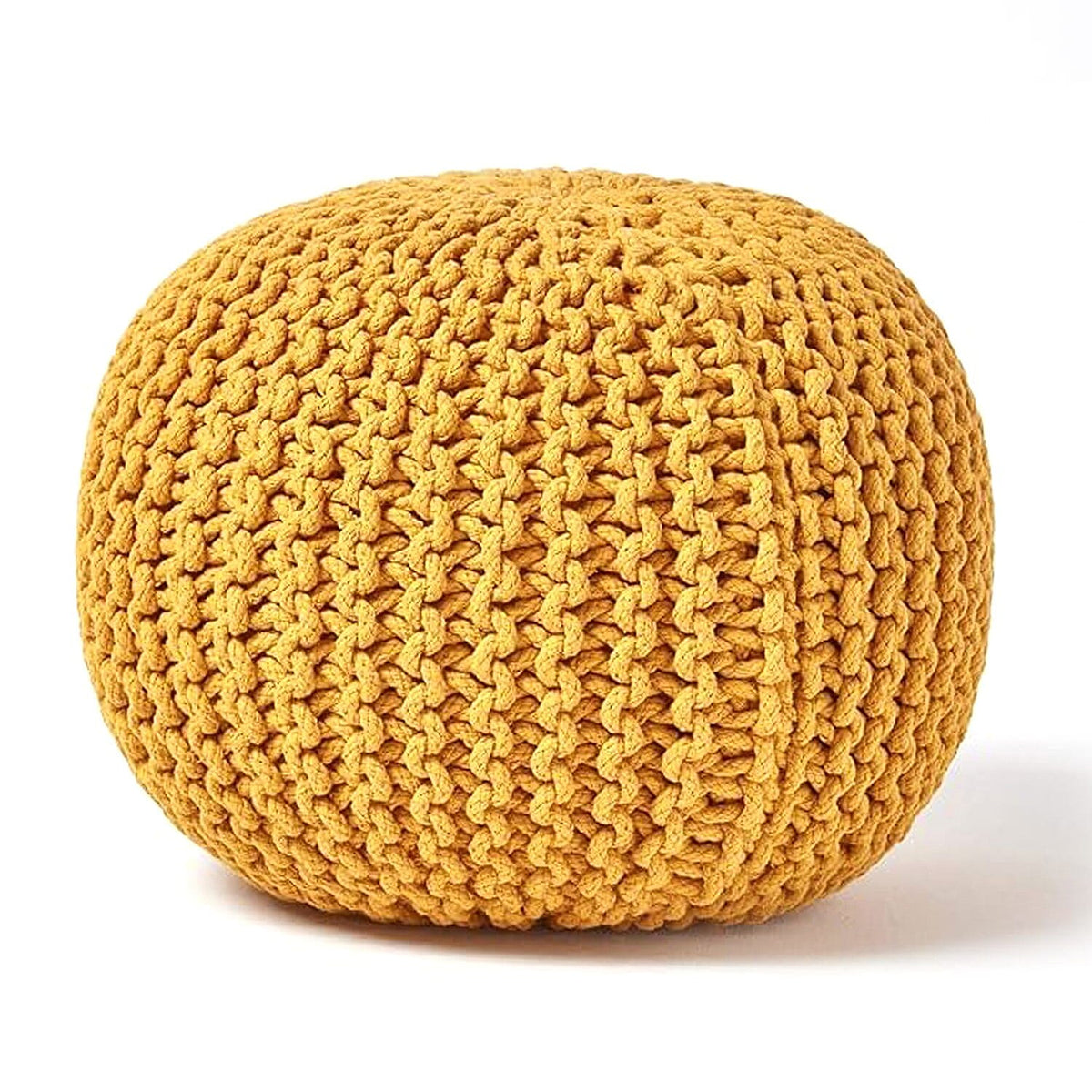 Knitted Foot StoolÂ  Pouffe - Yellow 7840118 0