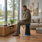 Collapsible Folding Stool - Portable, Lightweight, Retractable Stool (Extend upto 17.5 Inc) - Blue