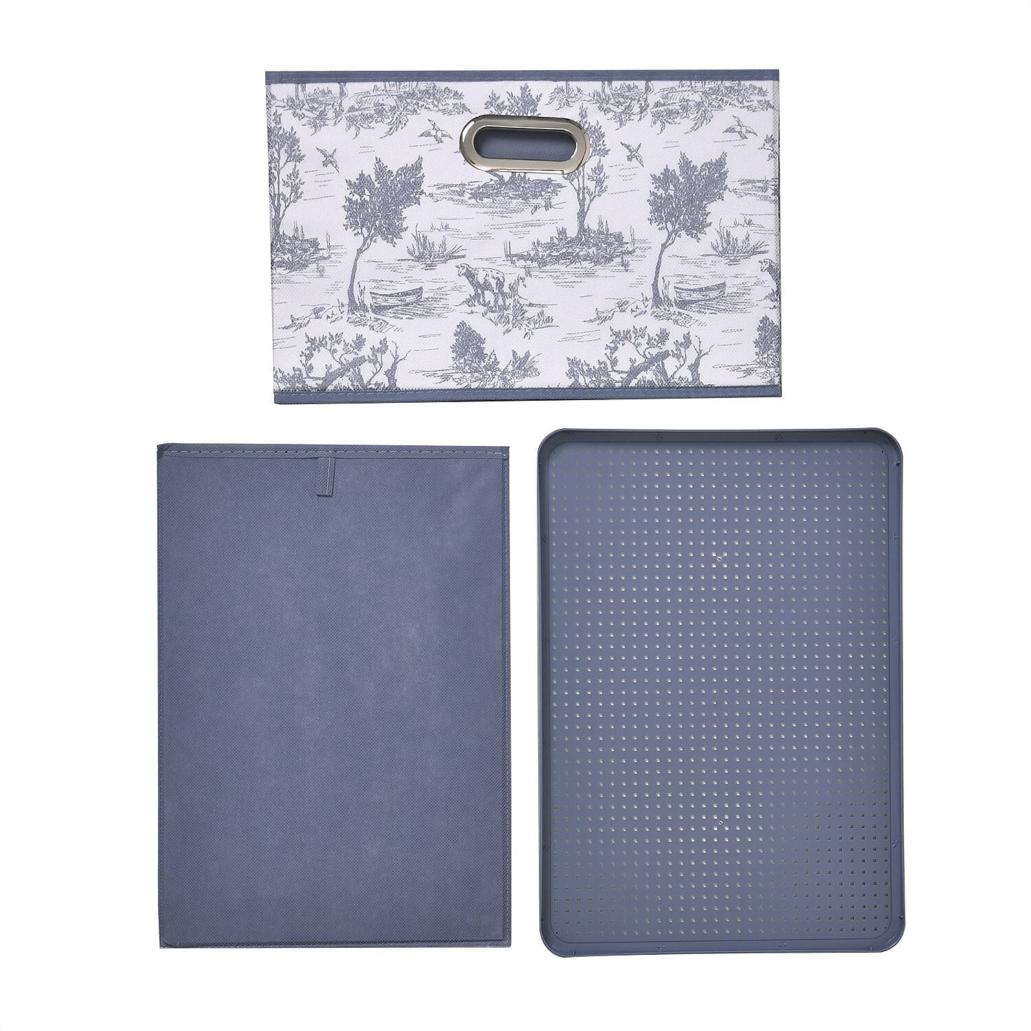 Set of 3 Foldable Storage Boxes - Blue 7826279 13