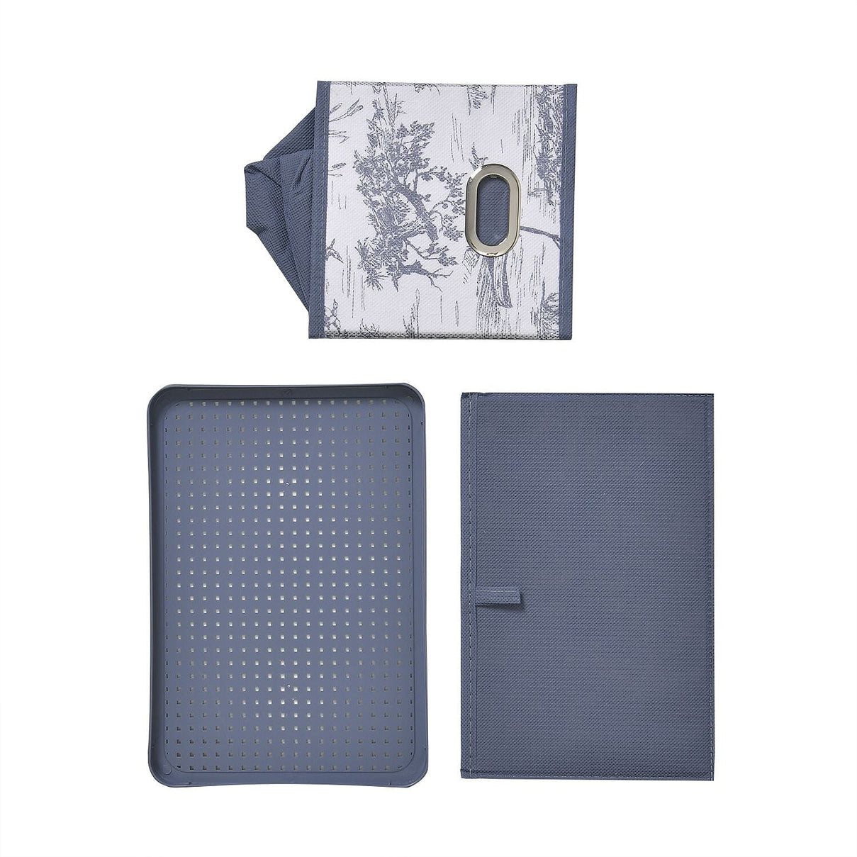 Set of 3 Foldable Storage Boxes - Blue 7826279 14