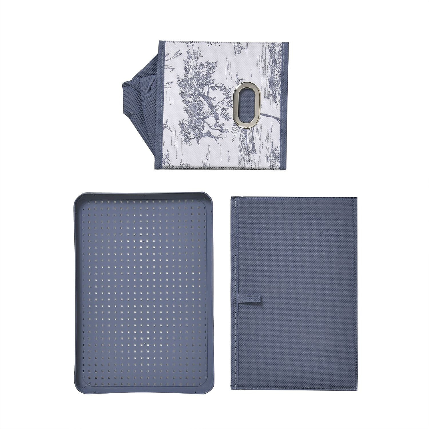 Set of 3 Foldable Storage Boxes - Blue 7826279 14