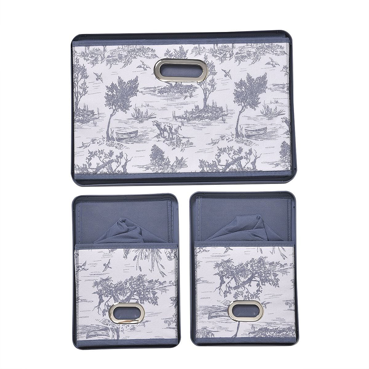 Set of 3 Foldable Storage Boxes - Blue 7826279 15