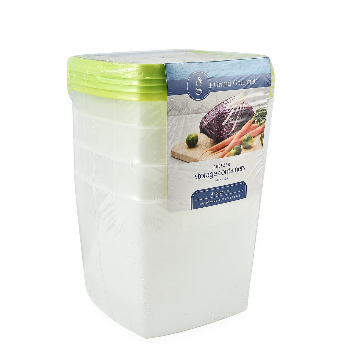 Set of 4 - Grand Gourmet Freezer Storage Containers - White 7552190 5