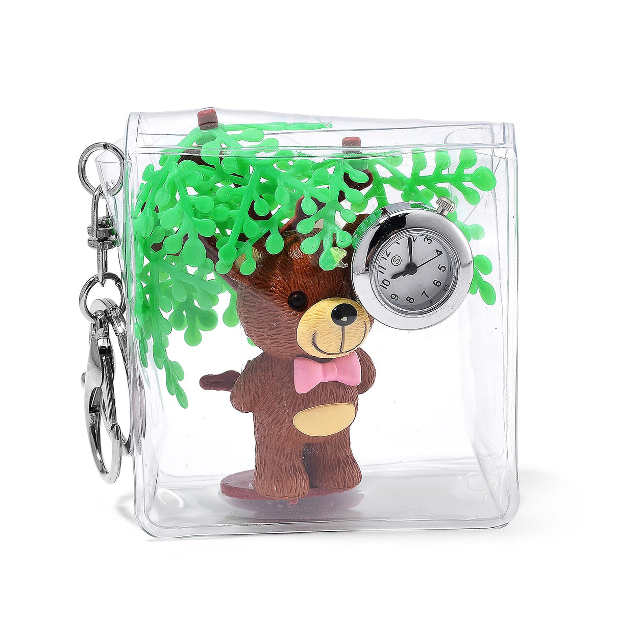 STRADA SL68 Quartz Keychain Watch with Bear and Tree Accents 7842161 2