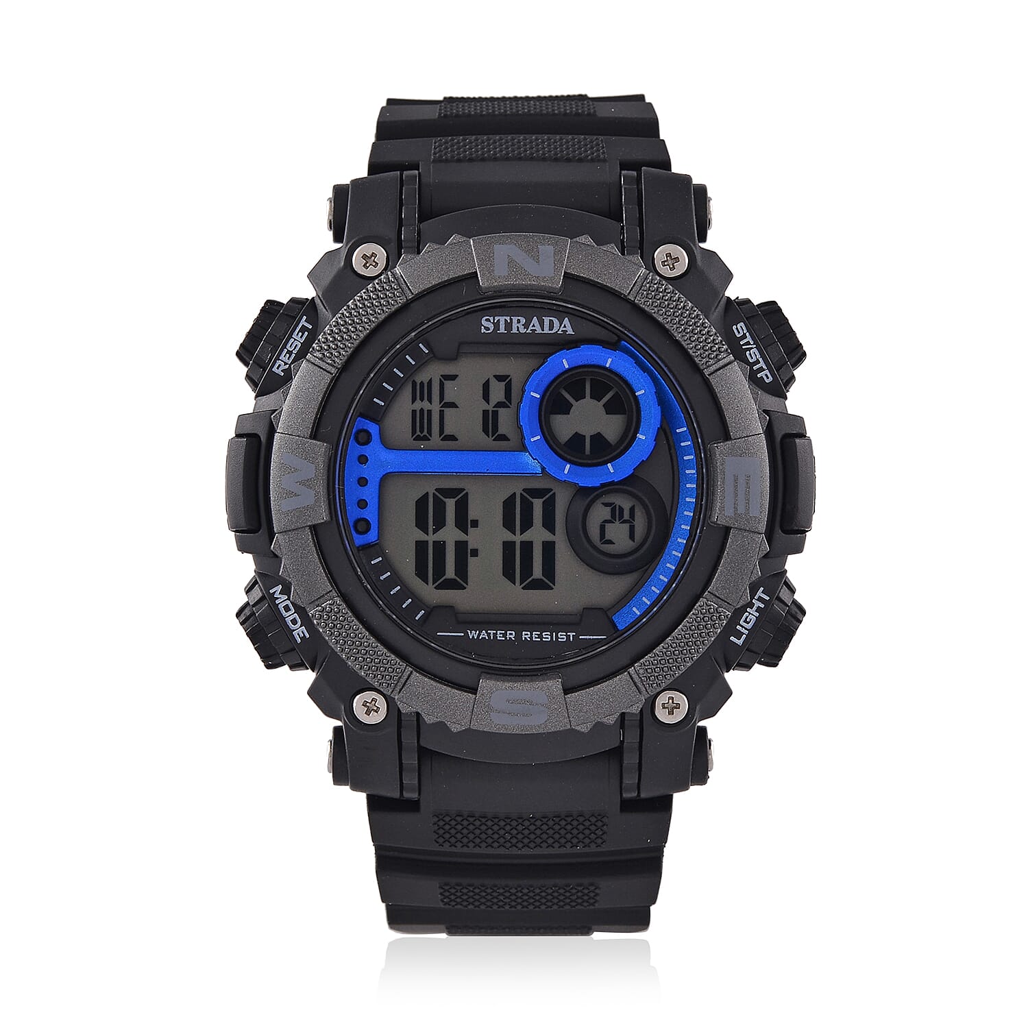 STRADA Electronic Movement 3ATM Water Resistant Blue Multifunctional LED Dial Watch with Black Colour TPU Strap 7841966 0