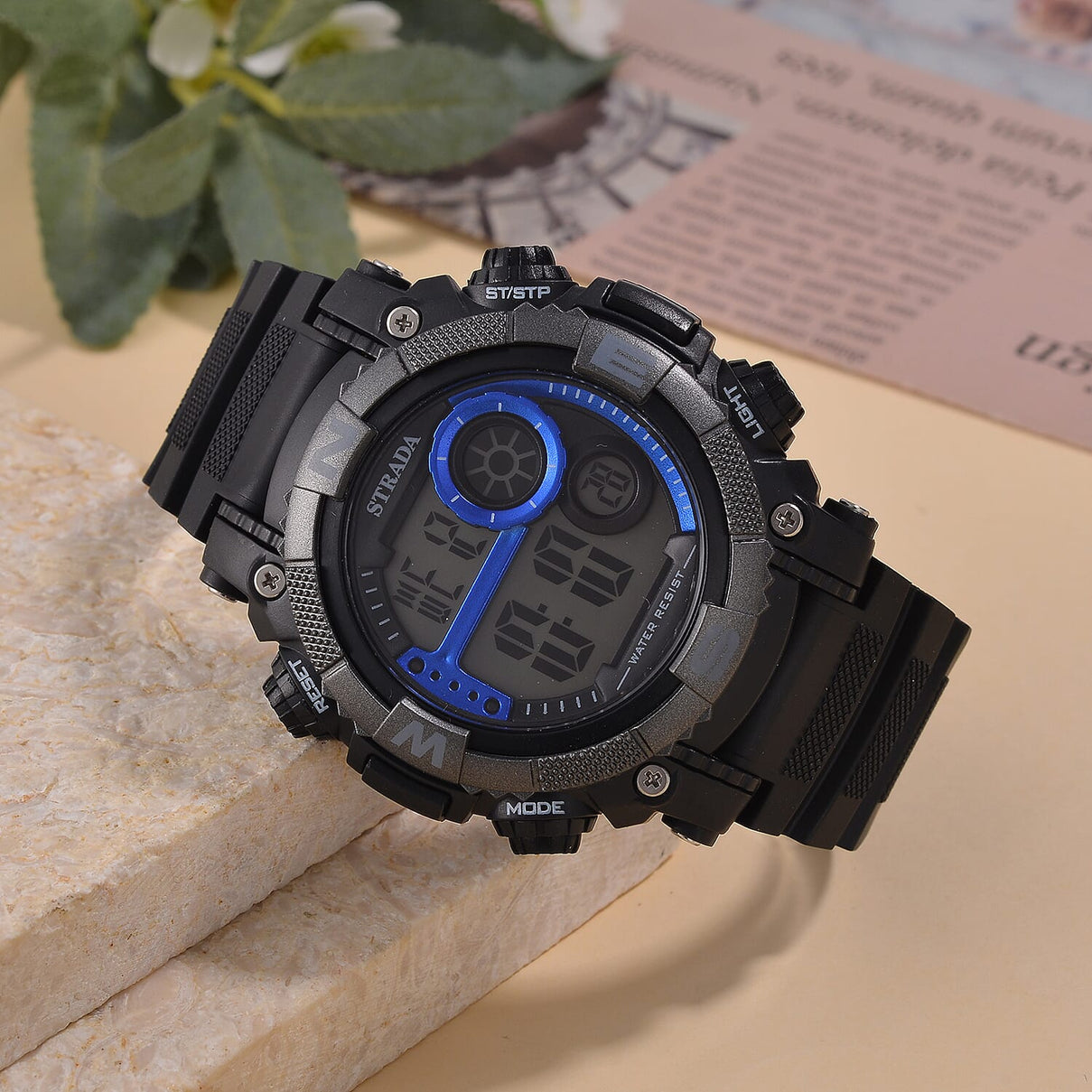 STRADA Electronic Movement 3ATM Water Resistant Blue Multifunctional LED Dial Watch with Black Colour TPU Strap 7841966 2