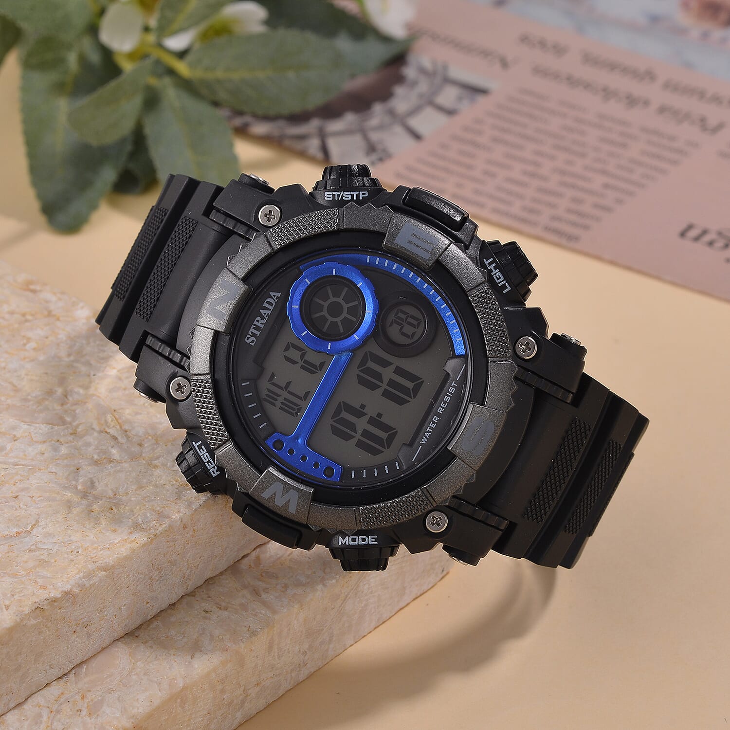 STRADA Electronic Movement 3ATM Water Resistant Blue Multifunctional LED Dial Watch with Black Colour TPU Strap 7841966 2